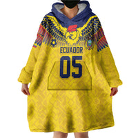 Custom Ecuador Football Wearable Blanket Hoodie Andean Condor Unique Style