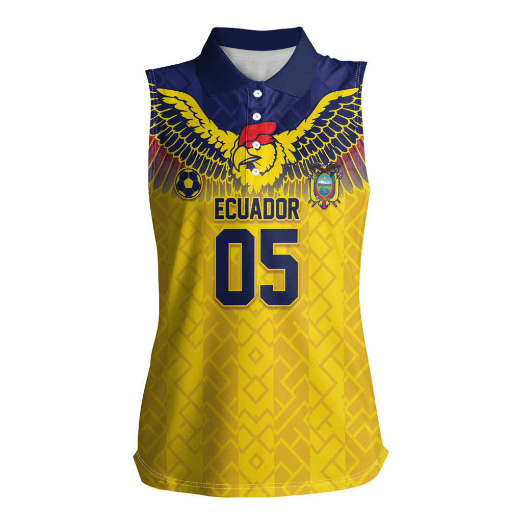 Custom Ecuador Football Women Sleeveless Polo Shirt Andean Condor Unique Style