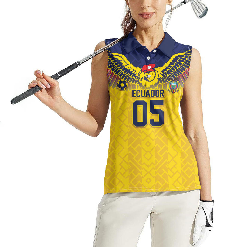 Custom Ecuador Football Women Sleeveless Polo Shirt Andean Condor Unique Style
