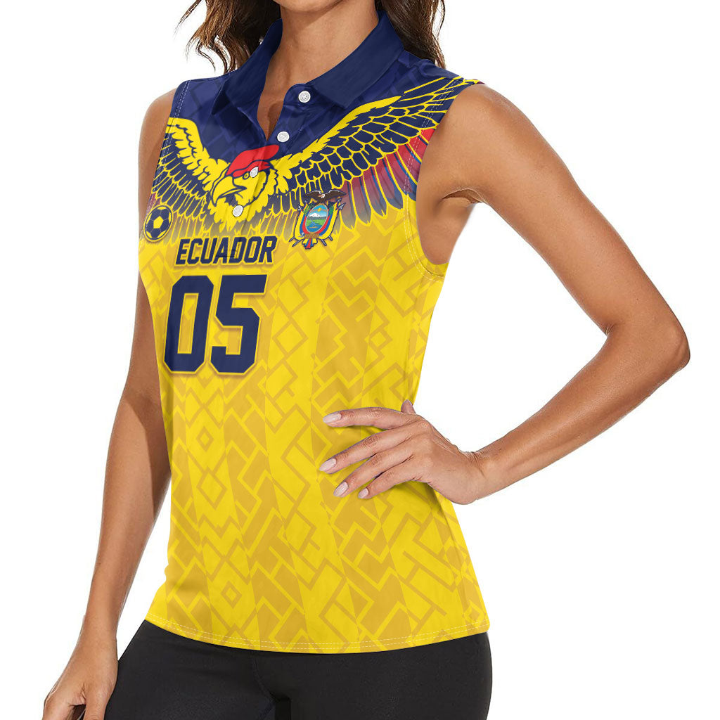Custom Ecuador Football Women Sleeveless Polo Shirt Andean Condor Unique Style