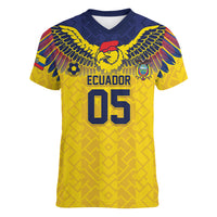 Custom Ecuador Football Women V-Neck T-Shirt Andean Condor Unique Style
