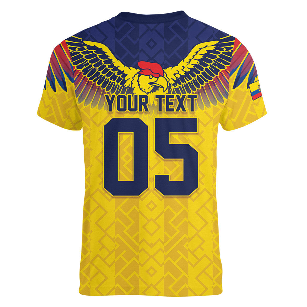 Custom Ecuador Football Women V-Neck T-Shirt Andean Condor Unique Style