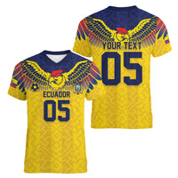Custom Ecuador Football Women V-Neck T-Shirt Andean Condor Unique Style