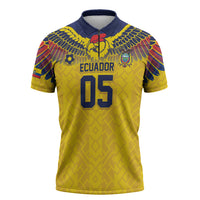 Custom Ecuador Football Zipper Polo Shirt Andean Condor Unique Style