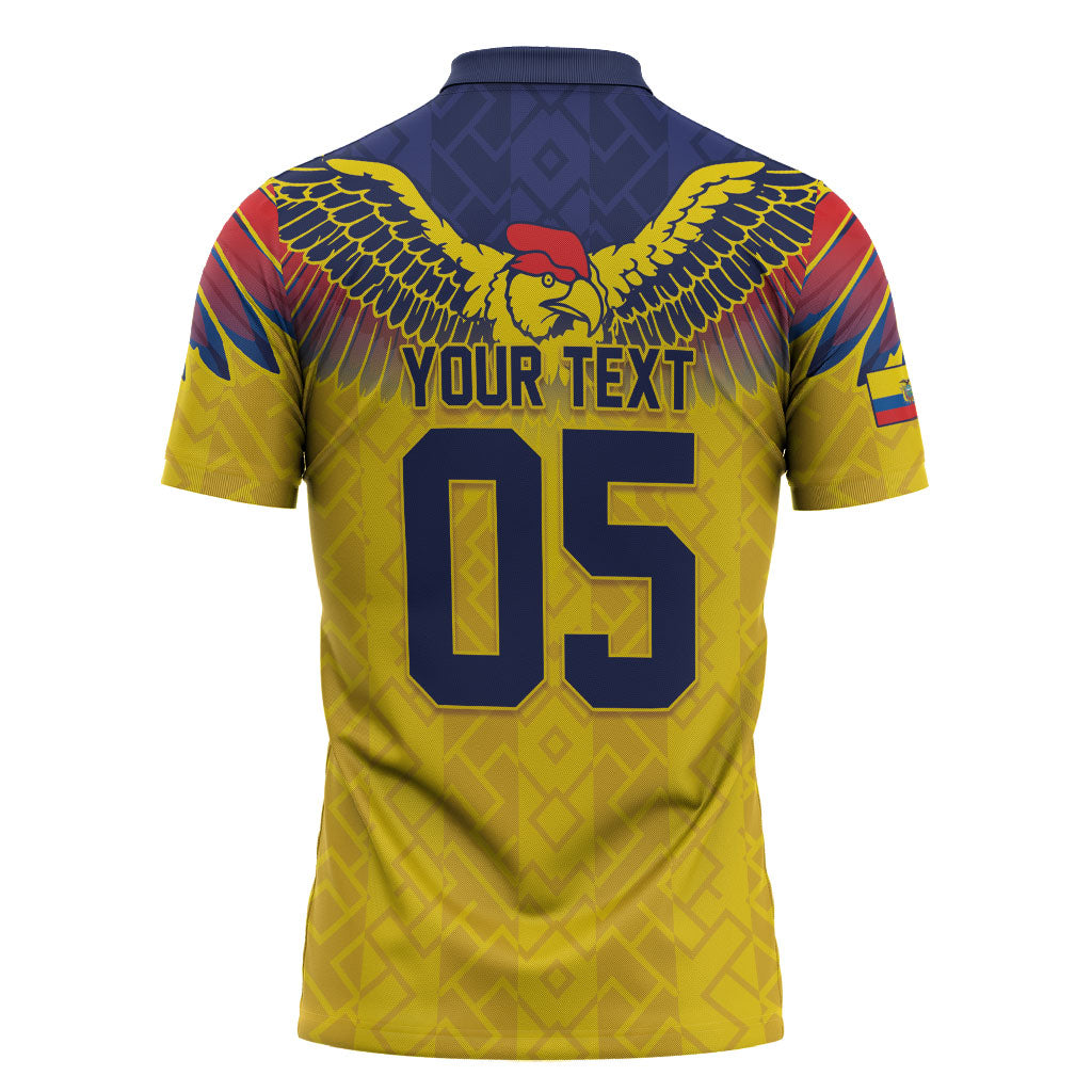 Custom Ecuador Football Zipper Polo Shirt Andean Condor Unique Style