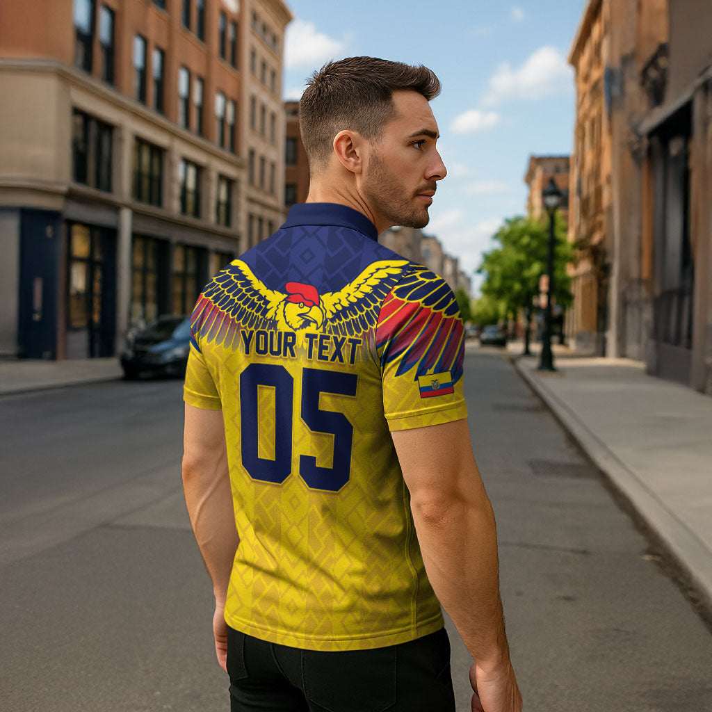 Custom Ecuador Football Zipper Polo Shirt Andean Condor Unique Style