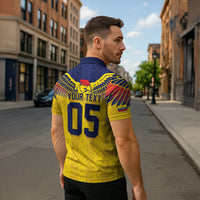 Custom Ecuador Football Zipper Polo Shirt Andean Condor Unique Style