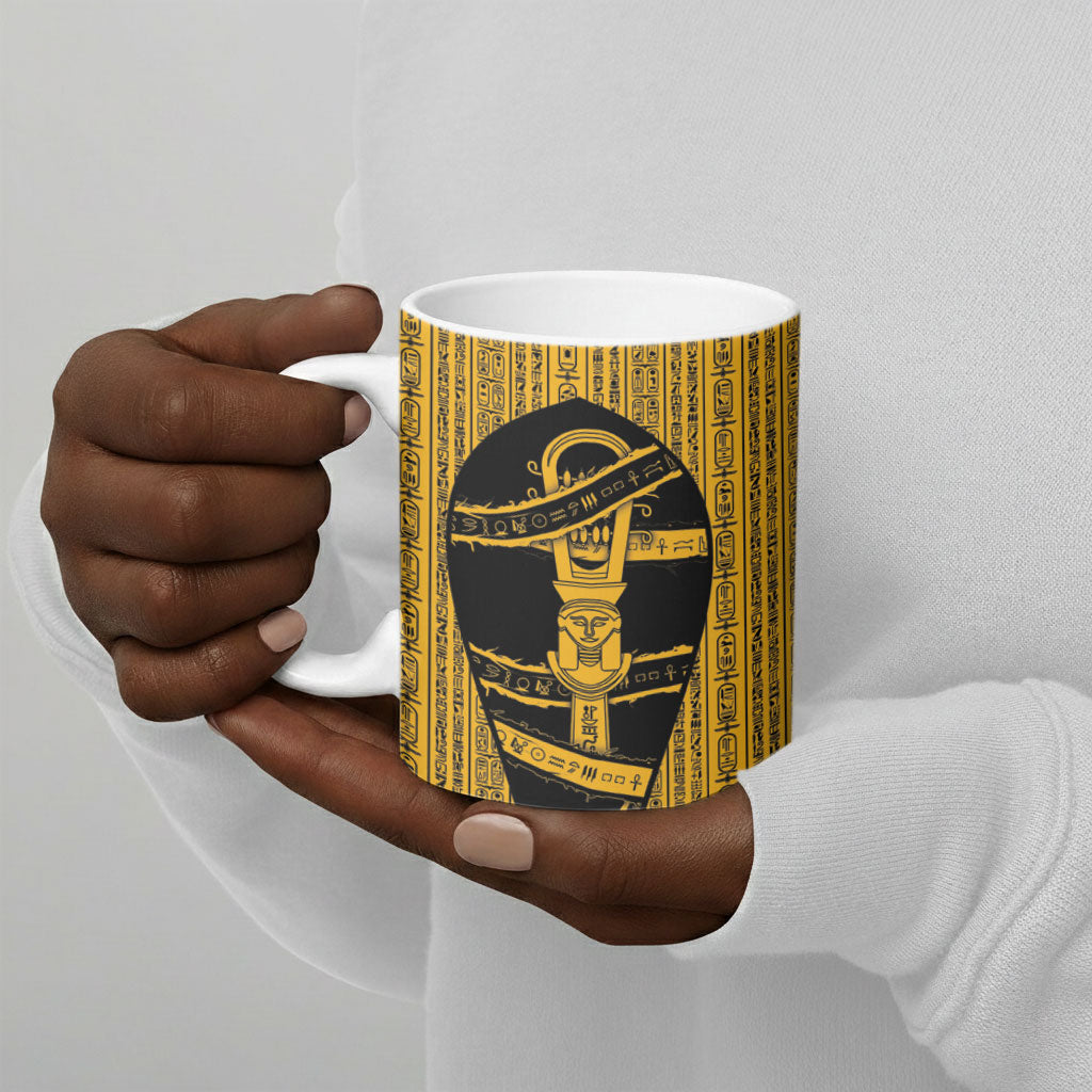 Egypt Sistrum Ceramic Mug Ancient Mythology Sacred Rattling Instrument
