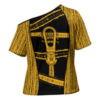 Egypt Sistrum Cross Shoulder Shirt Ancient Mythology Sacred Rattling Instrument
