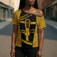 Egypt Sistrum Cross Shoulder Shirt Ancient Mythology Sacred Rattling Instrument