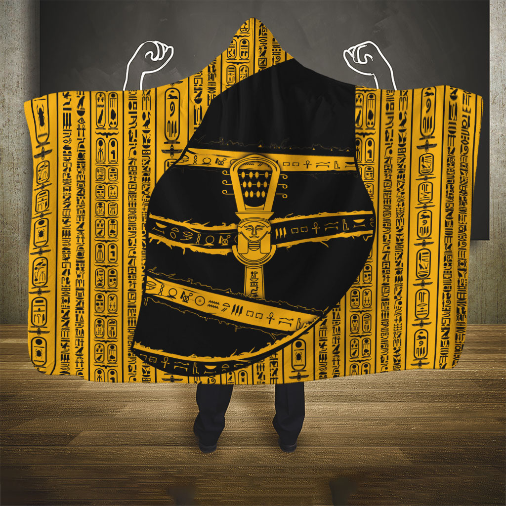 Egypt Sistrum Hooded Blanket Ancient Mythology Sacred Rattling Instrument