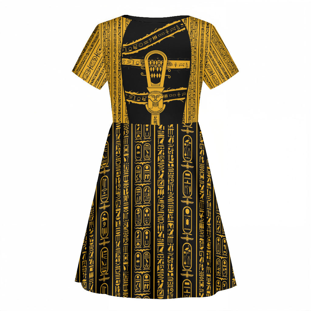 Egypt Sistrum Kid Short Sleeve Dress Ancient Mythology Sacred Rattling Instrument