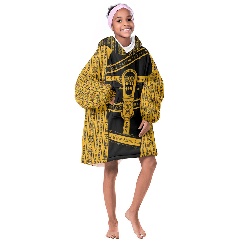 Egypt Sistrum Kid Wearable Blanket Hoodie Ancient Mythology Sacred Rattling Instrument