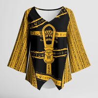 Egypt Sistrum Kimono Sleeve Blouse Ancient Mythology Sacred Rattling Instrument