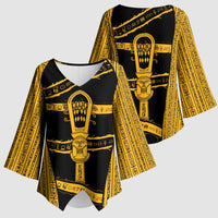 Egypt Sistrum Kimono Sleeve Blouse Ancient Mythology Sacred Rattling Instrument