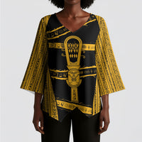 Egypt Sistrum Kimono Sleeve Blouse Ancient Mythology Sacred Rattling Instrument