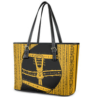 Egypt Sistrum Leather Tote Bag Ancient Mythology Sacred Rattling Instrument