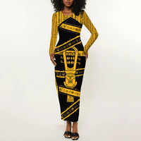 Egypt Sistrum Long Sleeve Bodycon Dress Ancient Mythology Sacred Rattling Instrument