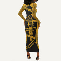 Egypt Sistrum Long Sleeve Bodycon Dress Ancient Mythology Sacred Rattling Instrument