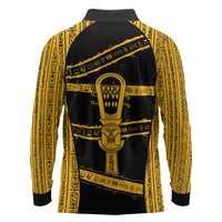 Egypt Sistrum Long Sleeve Polo Shirt Ancient Mythology Sacred Rattling Instrument