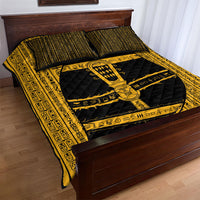 Egypt Sistrum Quilt Bed Set Ancient Mythology Sacred Rattling Instrument