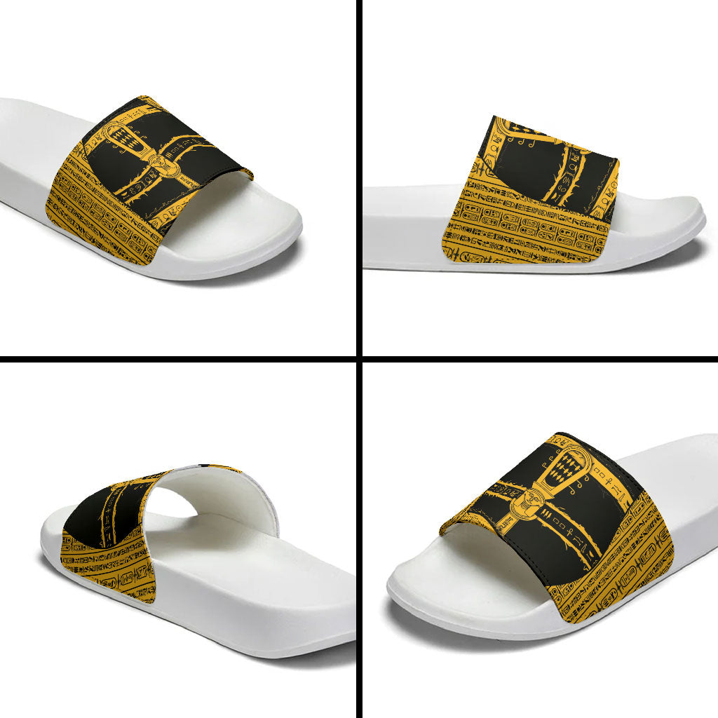 Egypt Sistrum Slide Sandals Ancient Mythology Sacred Rattling Instrument