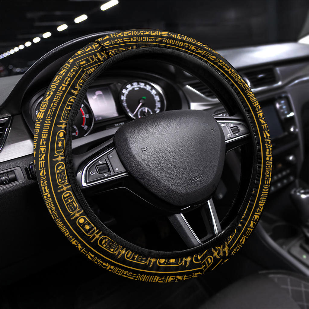 Egypt Sistrum Steering Wheel Cover Ancient Mythology Sacred Rattling Instrument
