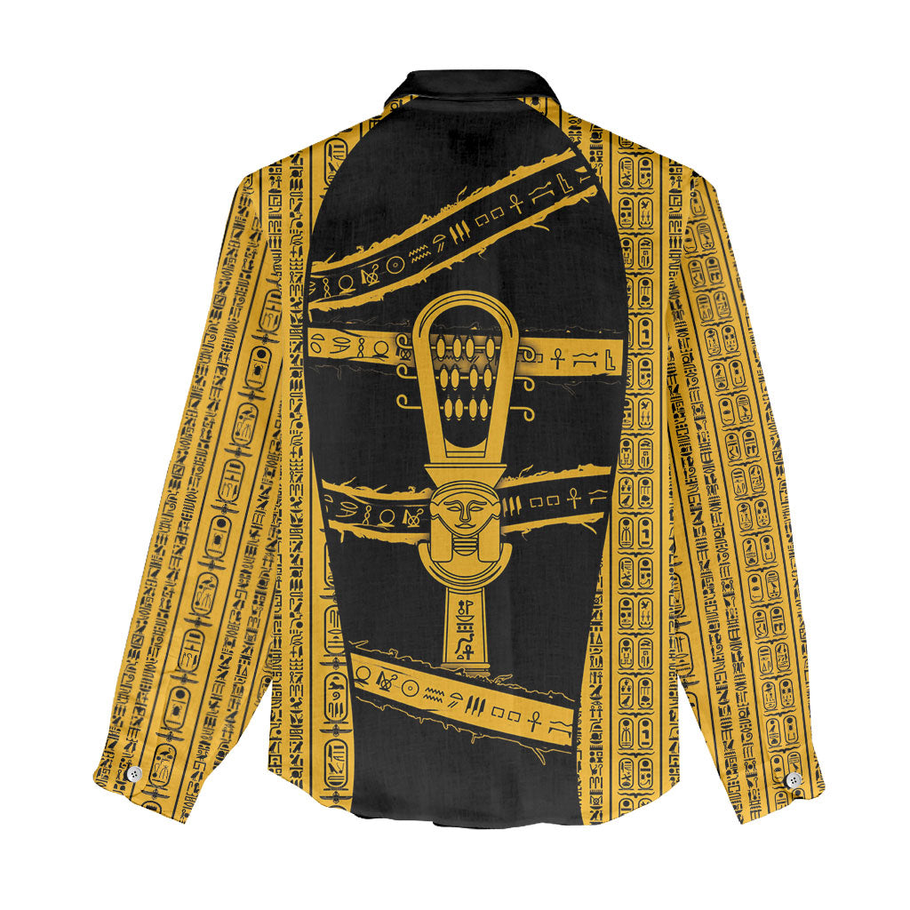 Egypt Sistrum Women Casual Shirt Ancient Mythology Sacred Rattling Instrument
