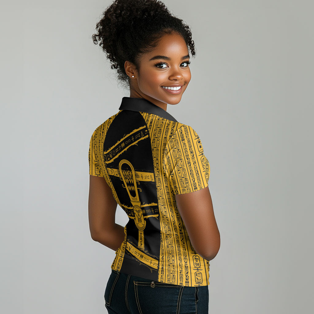 Egypt Sistrum Women Polo Shirt Ancient Mythology Sacred Rattling Instrument