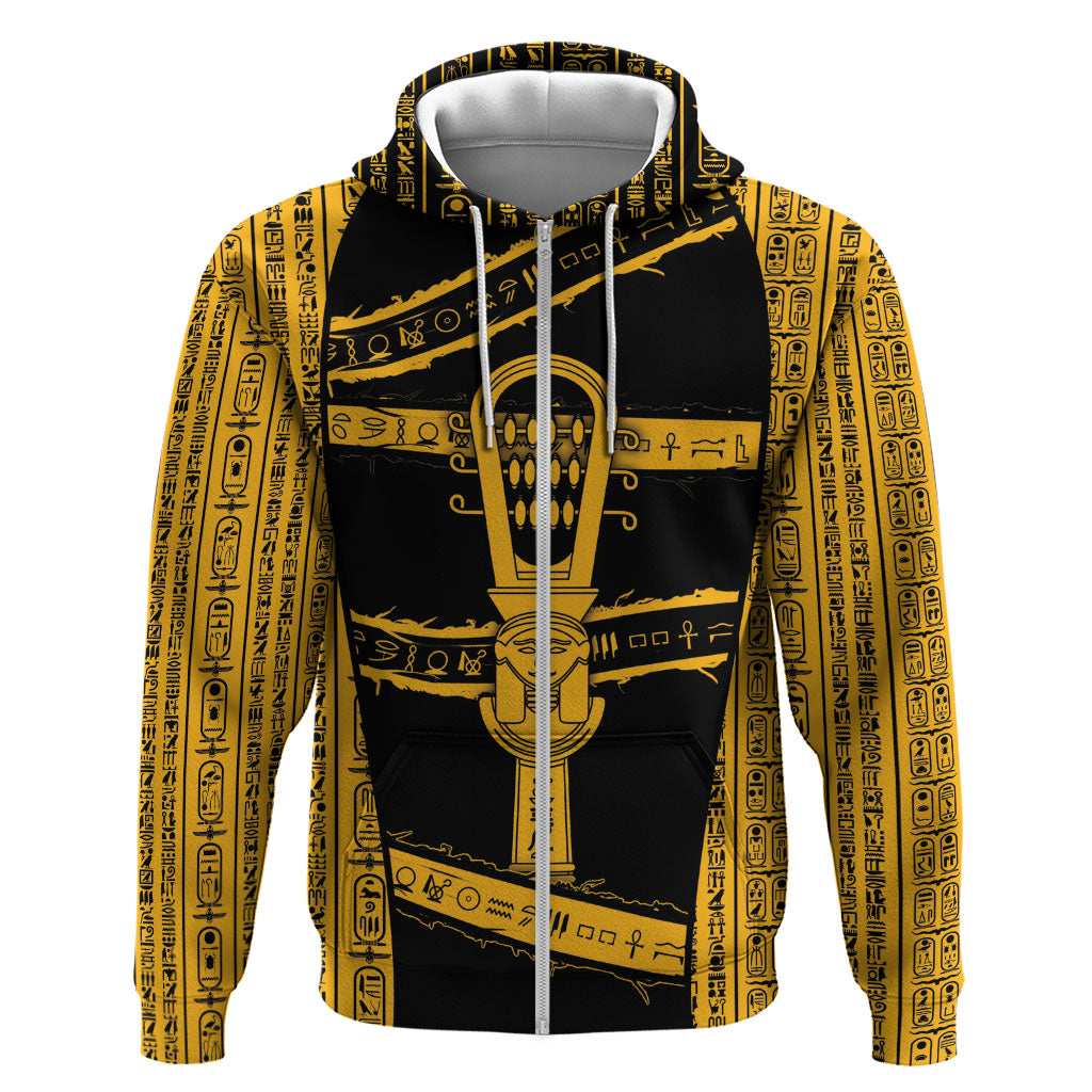 Egypt Sistrum Zip Hoodie Ancient Mythology Sacred Rattling Instrument