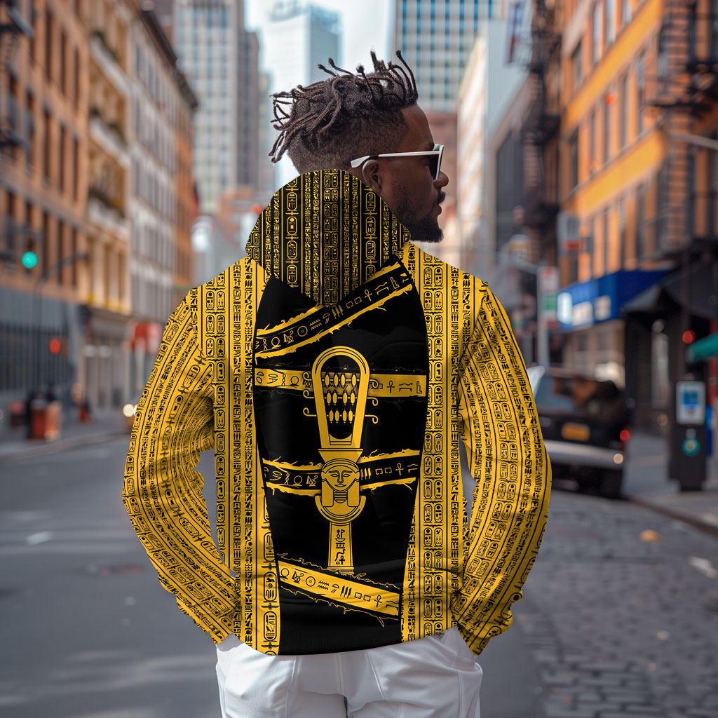 Egypt Sistrum Zip Hoodie Ancient Mythology Sacred Rattling Instrument