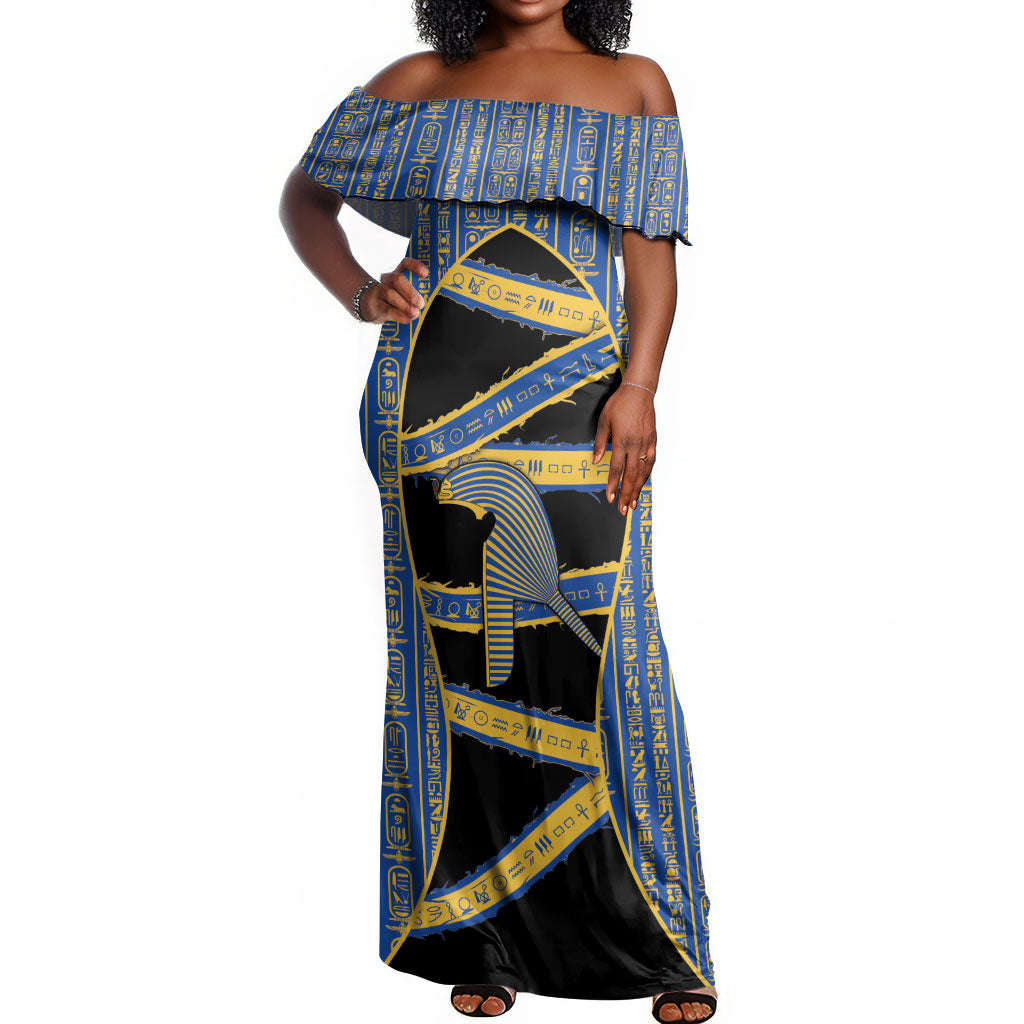 Egypt Nemyss Off Shoulder Maxi Dress Ancient Mythology Pharaoh Royal