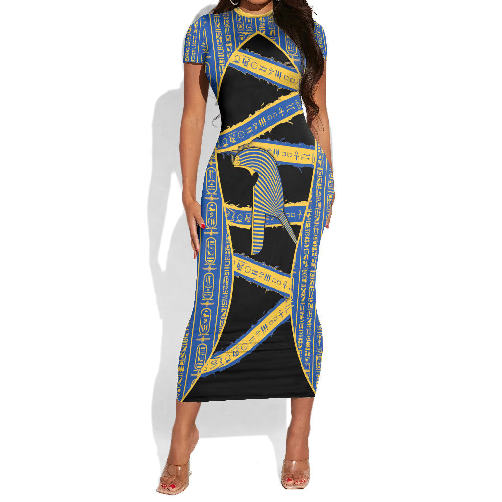 Egypt Nemyss Short Sleeve Bodycon Dress Ancient Mythology Pharaoh Royal