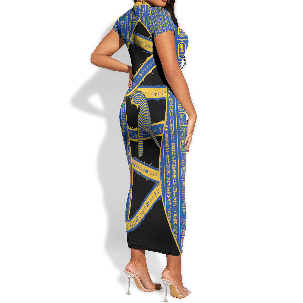 Egypt Nemyss Short Sleeve Bodycon Dress Ancient Mythology Pharaoh Royal