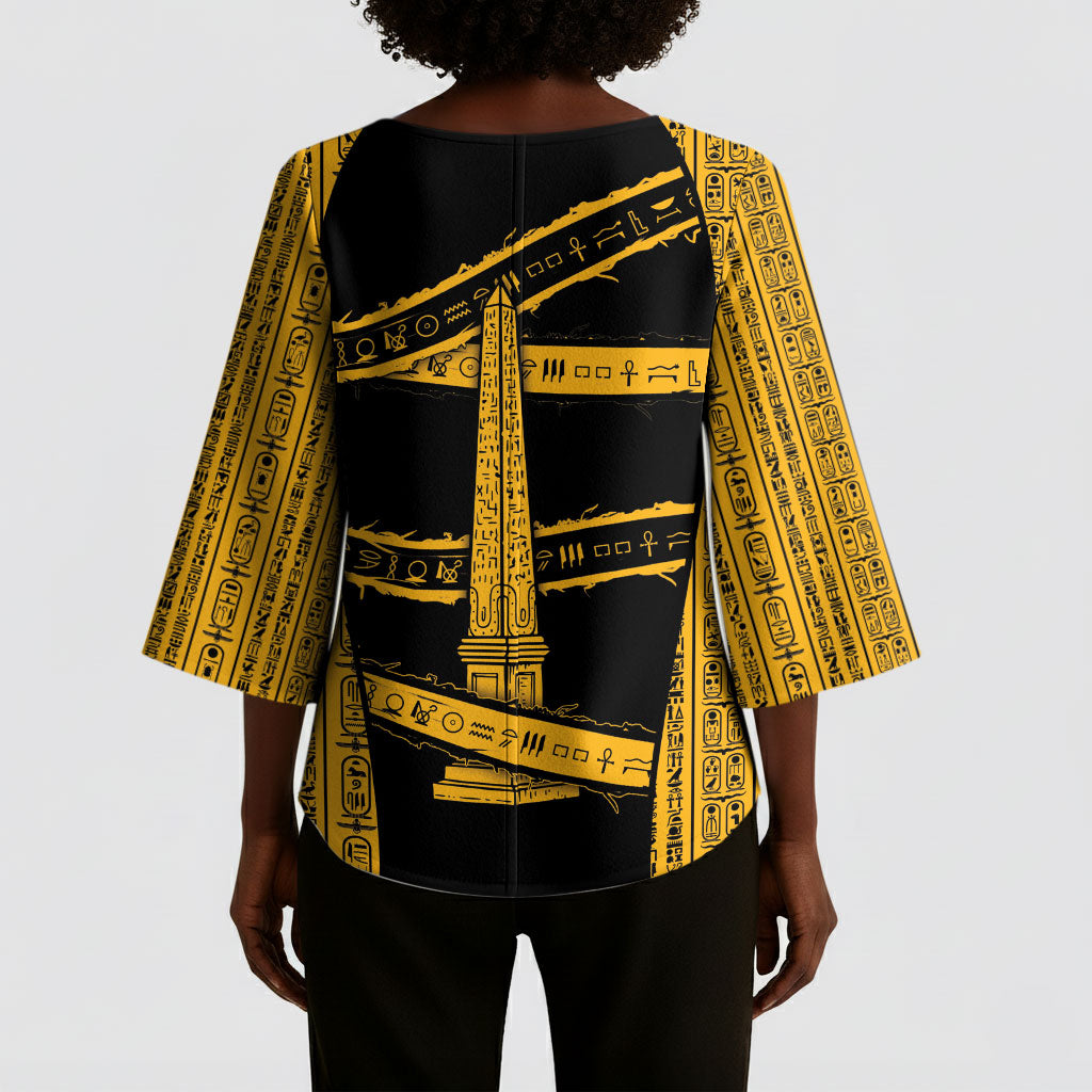Egypt Obelisk Kimono Sleeve Blouse Ancient Mythology Sacred Sun Pillar