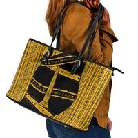 Egypt Obelisk Leather Tote Bag Ancient Mythology Sacred Sun Pillar