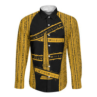 Egypt Obelisk Long Sleeve Button Shirt Ancient Mythology Sacred Sun Pillar