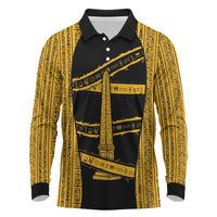 Egypt Obelisk Long Sleeve Polo Shirt Ancient Mythology Sacred Sun Pillar