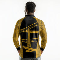 Egypt Obelisk Long Sleeve Polo Shirt Ancient Mythology Sacred Sun Pillar