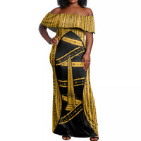 Egypt Obelisk Off Shoulder Maxi Dress Ancient Mythology Sacred Sun Pillar