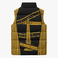 Egypt Obelisk Sleeveless Puffer Jacket Ancient Mythology Sacred Sun Pillar