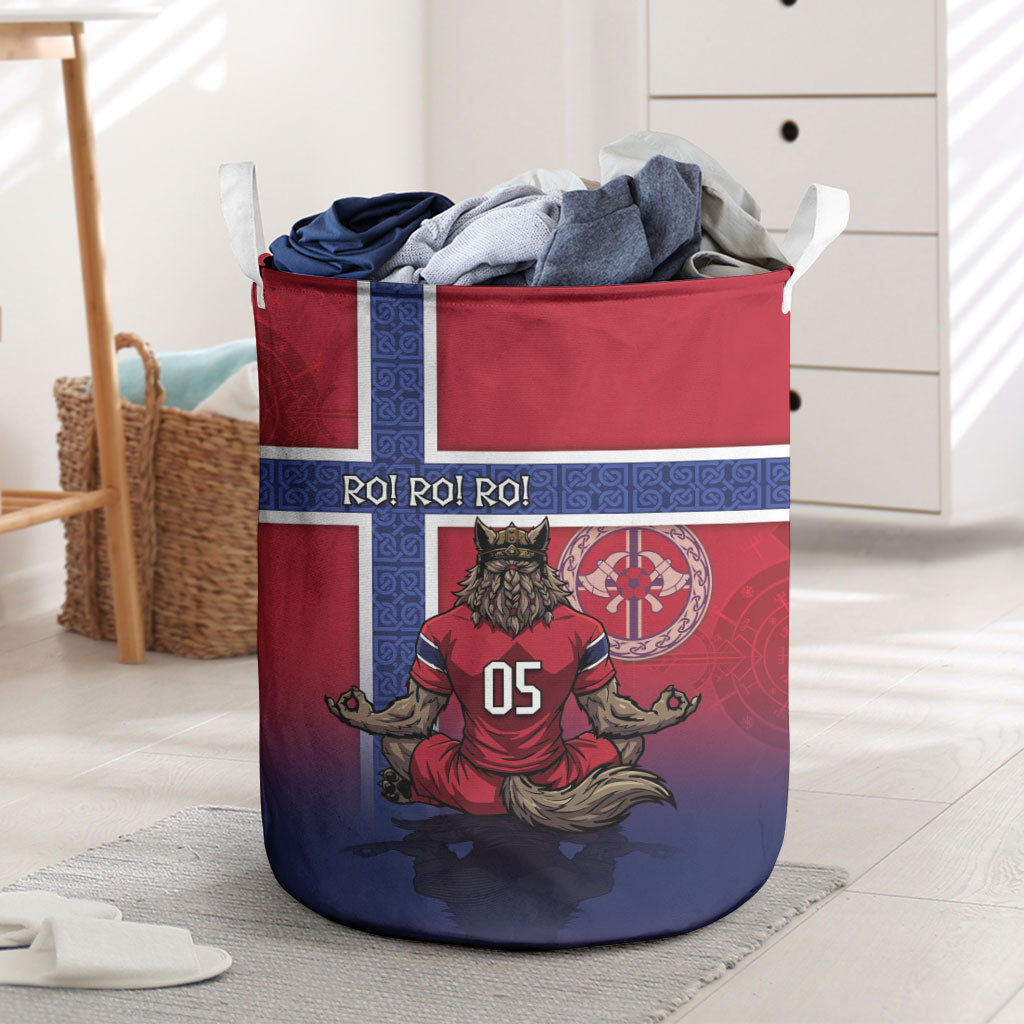 Custom Norway Football Laundry Basket Ro Ro Meditating Viking Wolf