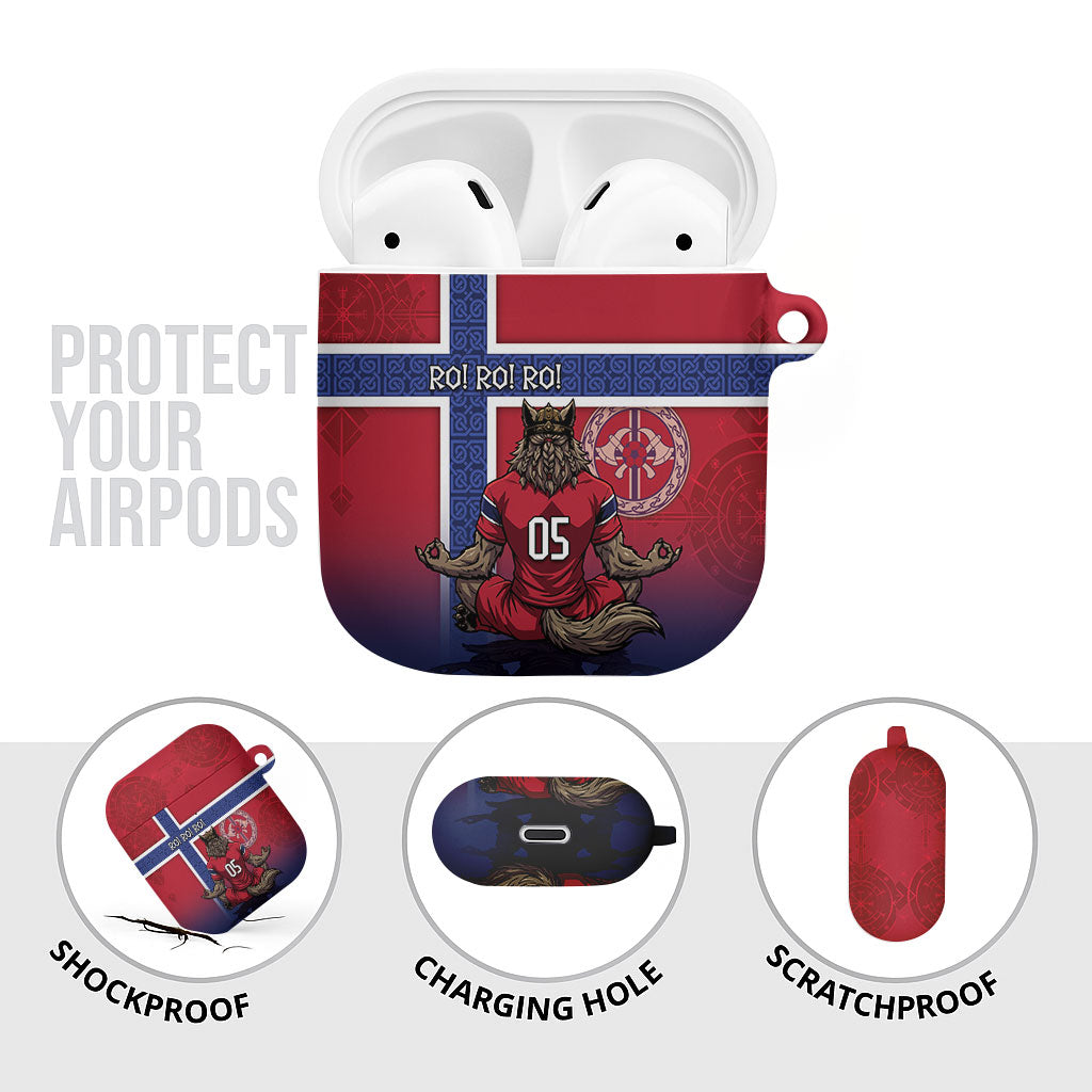 Custom Norway Football AirPods Case Ro Ro Meditating Viking Wolf