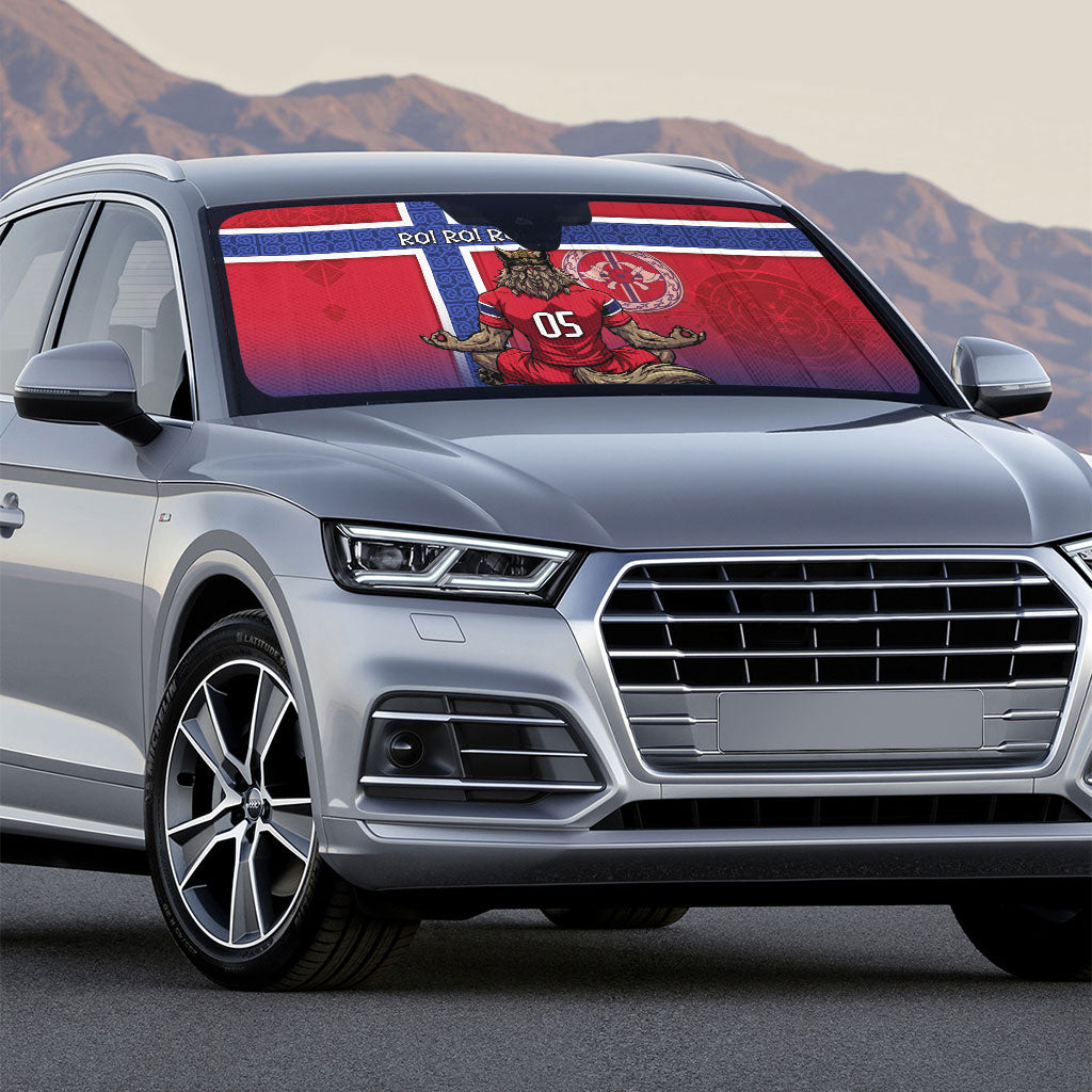 Custom Norway Football Auto Sun Shade Ro Ro Meditating Viking Wolf