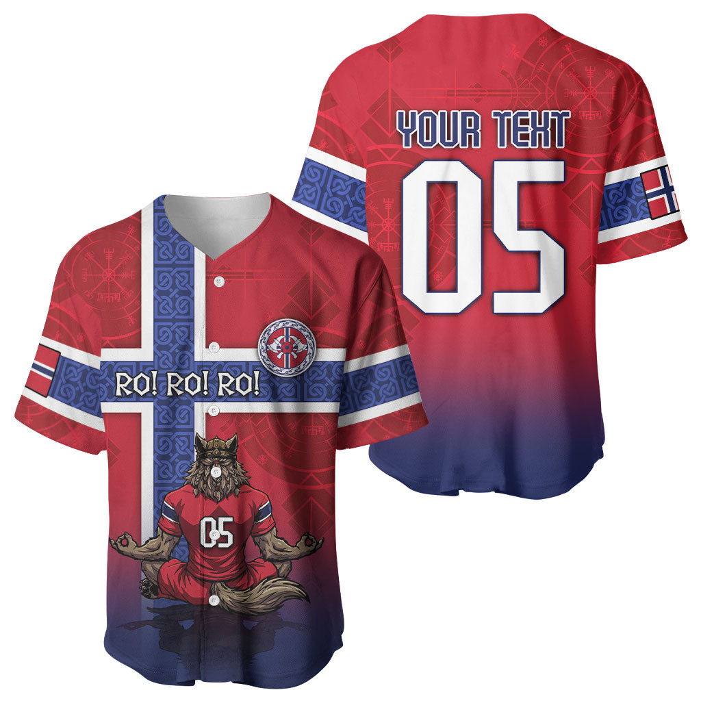 Custom Norway Football Baseball Jersey Ro Ro Meditating Viking Wolf