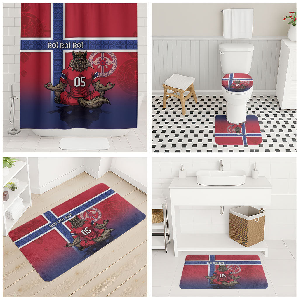 Custom Norway Football Bathroom Set Ro Ro Meditating Viking Wolf