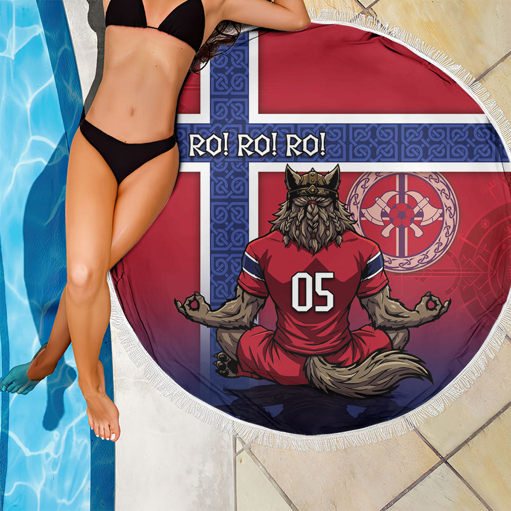Custom Norway Football Beach Blanket Ro Ro Meditating Viking Wolf