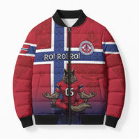 Custom Norway Football Bomber Puffer Jacket Ro Ro Meditating Viking Wolf