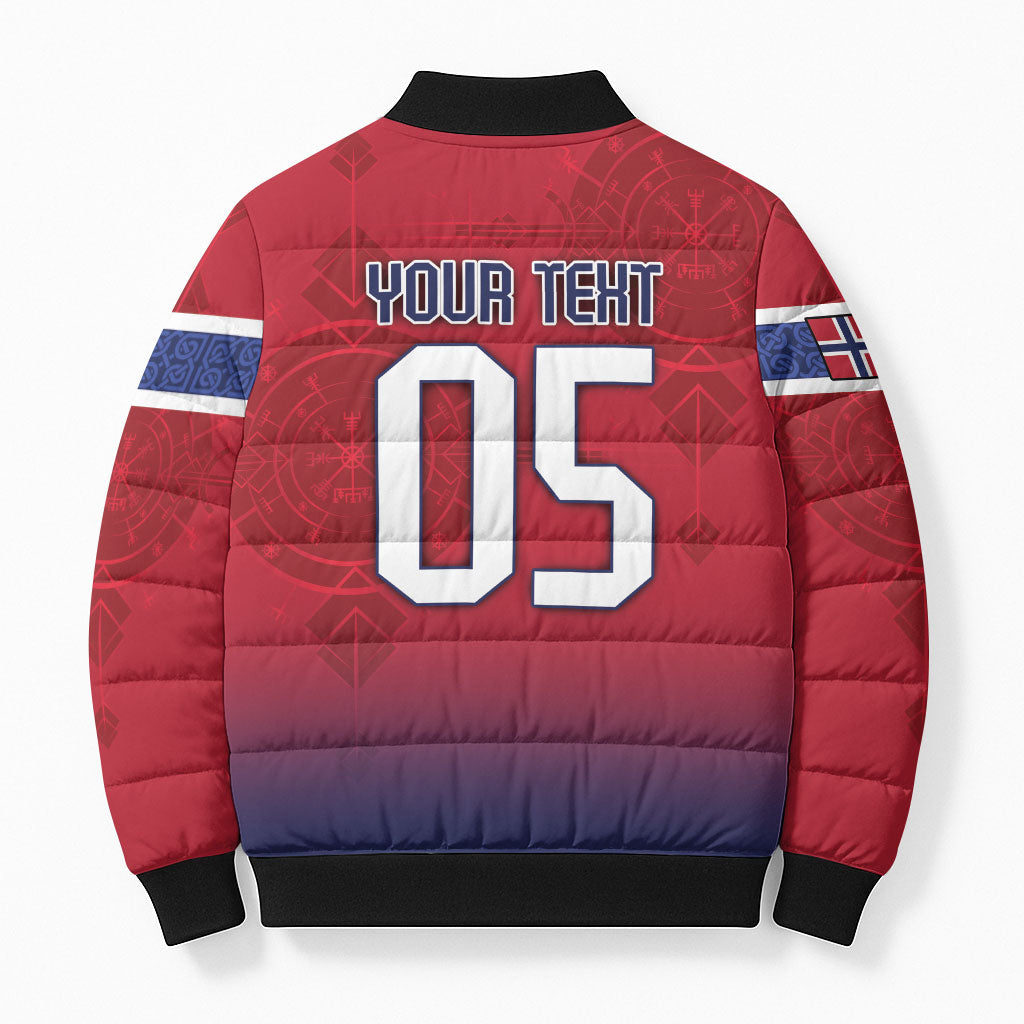 Custom Norway Football Bomber Puffer Jacket Ro Ro Meditating Viking Wolf