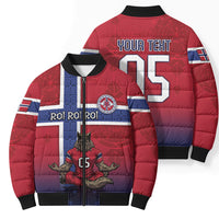 Custom Norway Football Bomber Puffer Jacket Ro Ro Meditating Viking Wolf